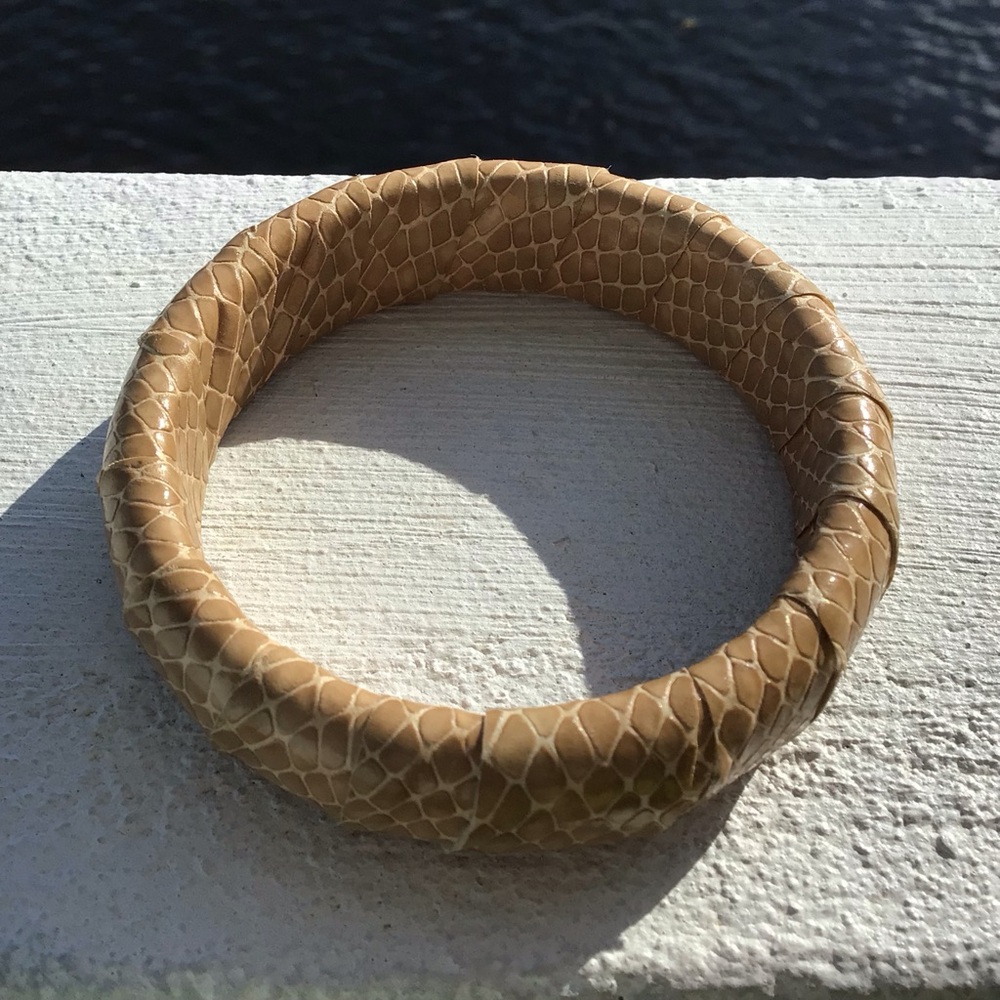 Wild Exotic Python Leather Bangles Bracelets Bund… - image 5